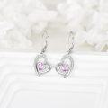 wholesale 925 Sterling Silver Pink Crystal Double Heart Drop Earrings for Women Mother's Day Gift-0-4