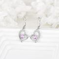 wholesale 925 Sterling Silver Heart Earrings Wholesale With Pink Crystal Accents-0-4