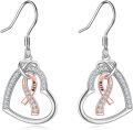 wholesale 925 Sterling Silver Hope Ribbon Heart Drop Earrings - Cute Animal Charm  for Women-0-0