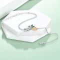wholesale 925 Sterling Silver Cute Sloth Gold Flower Green Leaf Bracelet-0-4