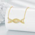wholesale 925 Sterling Silver Cubic Zirconia Accent Gold Plated DNA Pendant Necklaces for Women Girls Gifts-0-2