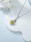 wholesale 925 Sterling Silver Butterfly & Yellow Flower Infinity Pendant Necklace with CZ Stones and Adjustable Chain 45cm-63cm Length - Unique  for Women Girls-0-3