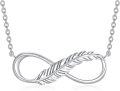 wholesale 925 Sterling Silver Infinity Feather Pendant Chain Necklace for Women Gold Plated  Length: Adjustable from 43cm to 61cm (Gold)-0-0