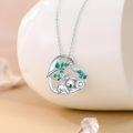 wholesale 925 Sterling Silver Heart Necklace with Koala Pendant and Green Leaves Charm-0-1