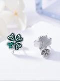 wholesale 925 Sterling Silver Green Clover Celtic Knot Stud Earrings for Women Girls St Patrick's Day Gifts-0-2