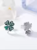 wholesale 925 Sterling Silver Green Clover Celtic Knot Stud Earrings Wholesale for Women Girls St Patrick's Day Gifts-0-2