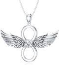 wholesale 925 Sterling Silver & Moissanite Infinity Angel Wings Necklace with Lab-Grown Diamonds, 18 Adjustable Chain, Hypoallergenic, Tarnish-Free-0-0