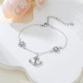 wholesale 925 Sterling Silver Blue Moonstone Anchor & Rudder Adjustable Bracelet for Men Women-0-3