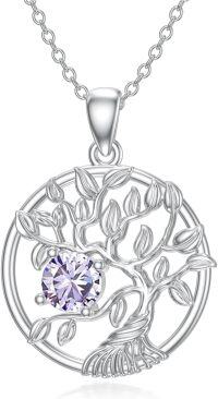 wholesale  Sterling Silver Tree of Life Birthstone Necklace for Women Gift -06-June