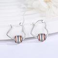 wholesale 925 Sterling Silver Baseball Ball Sporty Hoop Earrings for Women Girls Gifts-0-1