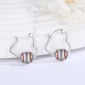 wholesale 925 Sterling Silver Baseball Hoop Earrings Platinum Plated Red Stitching Sports Jewelry For Women-0-1