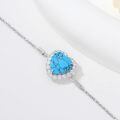 wholesale 925 Sterling Silver Heart-Shaped Turquoise and Cubic Zirconia Adjustable Bolo Bracelet for Women's Gifts-0-2