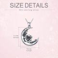wholesale S925 Sterling Silver Moon Crescent Shape Rose Flower Pendant Necklace for Women Birth Month Gifts Her Birthday Jewelry-0-4