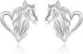 wholesale 925 Sterling Silver Heart-Shaped Horse Studs for Women - Hypoallergenic Jewelry-0-0