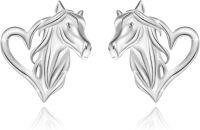 wholesale 925 Sterling Silver Heart-Shaped Horse Studs for Women - Hypoallergenic Jewelry-Horse Stud Earrings