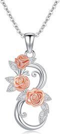 wholesale 925 Sterling Silver Rose Gold Plated Floral Infinity Necklace for Women-0-0