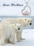 wholesale 925 Sterling Silver Mama Bear Family Pendant Necklace with Cub and Cubic Zirconia Accents-0-3
