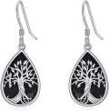 wholesale 925 Sterling Silver Black Goldstone Teardrop Tree Of Life Drop Earrings Irish  for Women Girls-0-0