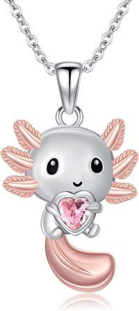 wholesale Sterling Silver 12 Month Birthstones Animals Necklace for Women Daughter (Axolotl Cow Pig Cat) Birthday Christmas Graduation Gift-01-10-Axolotl-Oct.-01-10-Axolotl-Oct.