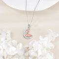 wholesale 925 Sterling Silver Ballet Dancer on Crescent Moon with Rose Gold Accents and Cubic Zirconia Necklace Pendant Jewelry for Women Girls Gift 43mm x 68mm-0-3