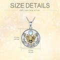 wholesale 925 Sterling Silver Bee Moonstone Pendant Necklace with Gold Accents and Floral Design-0-4
