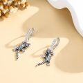wholesale 925 Sterling Silver Gecko Lizard Charm Huggie Hoop Earrings with Cubic Zirconia for Women  4cm Long-0-1