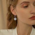 wholesale 925 Sterling Silver Metal Snowflake Christmas Dangle Earrings with Moonstone and Cubic Zirconia - Holiday  for Women-0-1