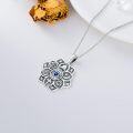 wholesale 925 Sterling Silver Metal Spiritual Necklace with Blue Evil Eye and Lotus Design-0-2