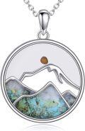 wholesale 925 Sterling Silver Turquoise Stone Mountain Faith Pendant Necklace for Women and Moms-0-0
