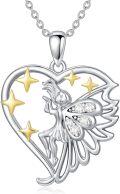 wholesale 925 Sterling Silver Heart Fairy Angel Star Charm Pendant Necklace for Women Girls' Gifts-0-0