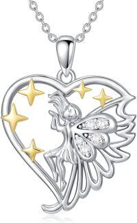 wholesale 925 Sterling Silver Heart Fairy Angel Star Charm Pendant Necklace for Women Girls' Gifts-A-Fairy