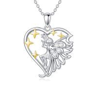wholesale 925 Sterling Silver Fairy Heart Pendant Necklace-A-Fairy