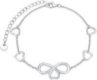 wholesale 925 Sterling Silver Heart & Infinity Tree Of Life Adjustable Bracelet For Women Gifts-02-Infinity Love Bracelets