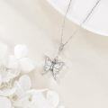 wholesale 925 Sterling Silver White Fire Opal Butterfly Pendant Necklace for Women-0-1