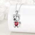 wholesale 925 Sterling Silver Gothic Cat Pendant Necklace with Red Heart Stone Witchy Jewelry for Women Men-0-1