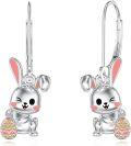 wholesale 925 Sterling Silver Bunny Easter Egg Drop Earrings for Women Girls Gift Jewelry-0-0