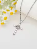 TOUPOP 925 Sterling Silver Star of David Cross Pendant Religious Necklace-0-3