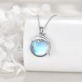 wholesale 925 Sterling Silver Dolphin Blue Moonstone Pendant Necklace for Women's Gifts-0-4