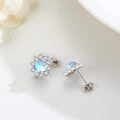 wholesale 925 Sterling Silver Blue Opal Halo Stud Earrings with Cubic Zirconia and Celtic Knot Design - Hypoallergenic Jewelry for Women-0-2