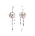 wholesale 925 Sterling Silver Dreamcatcher Rose Gold Flower Feather Drop Earrings-0-10