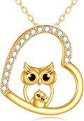 wholesale 14K Gold Owl Necklace with Wisdom Symbol - Eternal Companionship Gift for Women-0-0