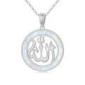 wholesale 925 Sterling Silver Opal Round Allah Pendant Necklace for Women Islamic Muslim -0-0