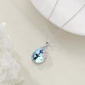 wholesale 925 Sterling Silver Teardrop Pendant with Blue Butterfly and Black Cat Design - Mothers Day Gift for Her-0-4