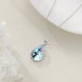 wholesale 925 Sterling Silver Teardrop Pendant with Blue Butterfly and Black Cat Design - Mothers Day Gift for Her-0-4