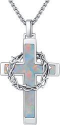 wholesale Sterling Silver Cross Necklace with Crown of Thorns Pendant Catholic Jewelry for Men Women-0-12