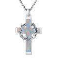 wholesale 925 Sterling Silver Labradorite Stone Cross & Crown Of Thorns Pendant Christian Jewelry For Men/Women-0-12