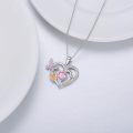 wholesale 925 Sterling Silver Heart Pendant Necklaces with Pink Crystal Butterflies and Love Message Gifts for Her Valentine's Day Jewelry Present Ideas-0-5
