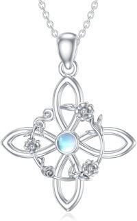 wholesale 925 Sterling Silver Moonstone Celtic Knot Pendant Necklaces for Women Gothic Witch s-A-Witches Knot