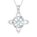 wholesale 925 Sterling Silver Moonstone Floral Cross Pendant Necklace For Women-0-0