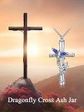 TOUPOP White Gold Plated S925 Sterling Silver with Birthstone Dragonfly Urn Necklace for Ashes-0-3